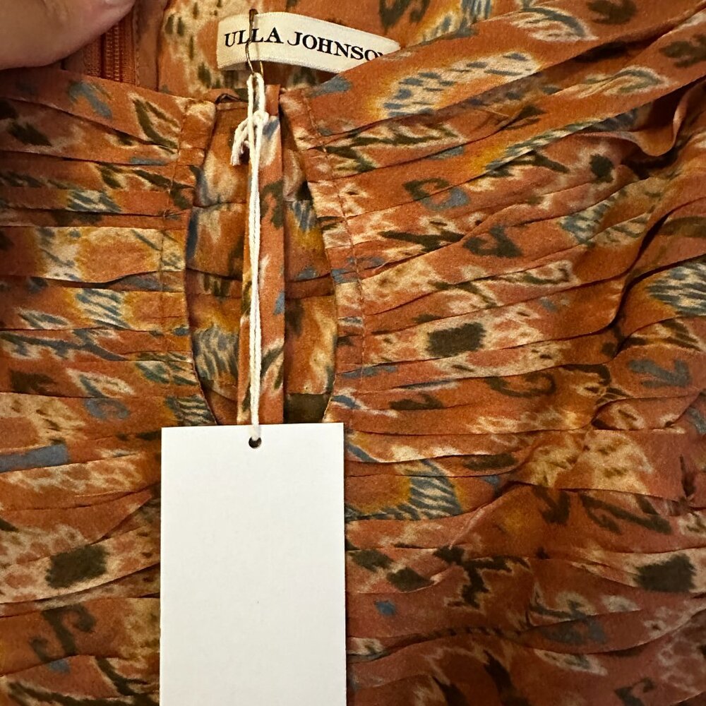 Ulla Johnson Peach Floral Ruched Silk Rabia Maxi Gown $1,195 - Picture 6 of 10